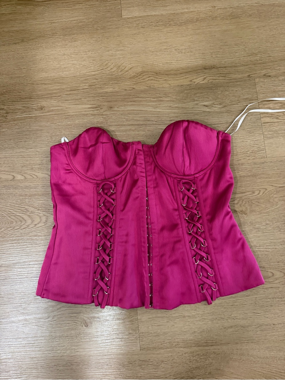 Princess Polly Hot Pink Satin Lace-Up Bustier Top